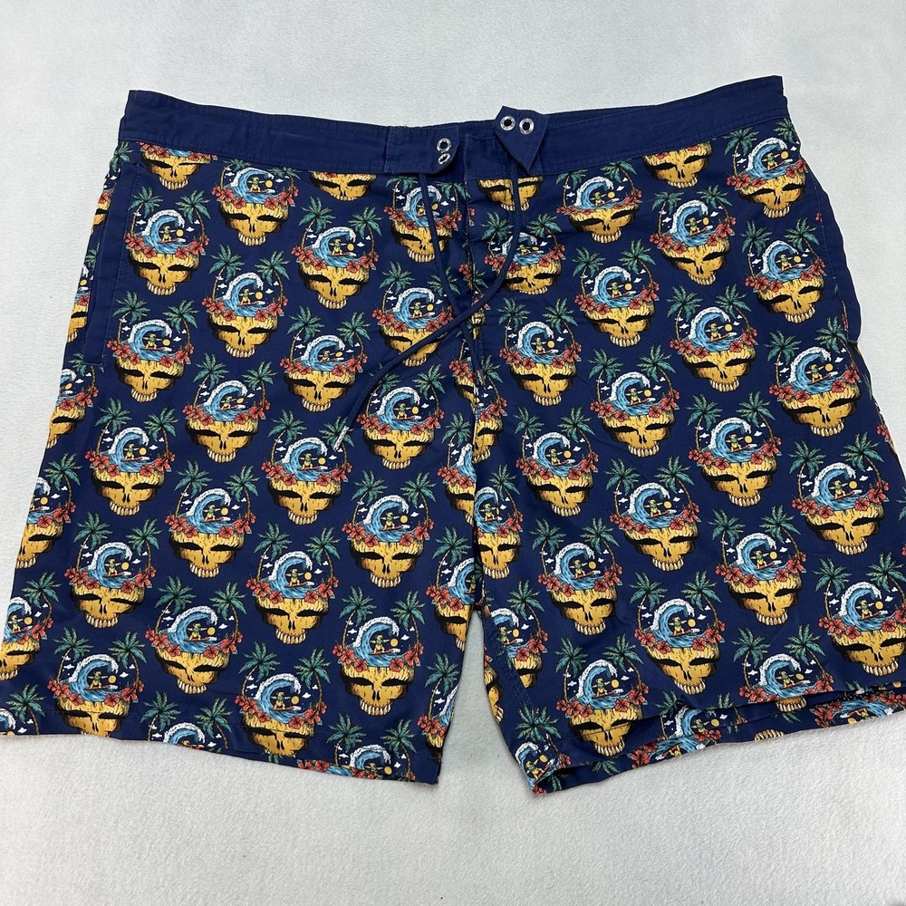 Section 119 Grateful Dead Board Shorts Men's 44 Navy Tropical Surf‎ Bear Skull